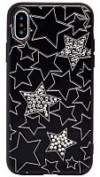 Cиликоновый чехол BlingBally для Apple iPhone X/XS звезды со стразами чёрный