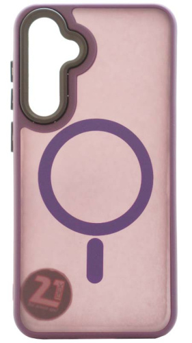 Силиконовый чехол MagSafe для Samsung Galaxy S23 Fe матовый фиолетовый