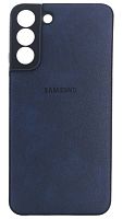 Силиконовый чехол для Samsung Galaxy S22 Plus кожа с лого синий