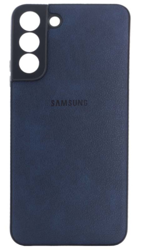 Силиконовый чехол для Samsung Galaxy S22 Plus кожа с лого синий