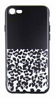Силиконовый чехол  для APPLE iPhone 7 леопардовый принт черно-белый гориз.