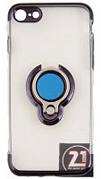 Силиконовый чехол Faison для APPLE iPhone 7/8, Ring Aura, с держателем, магнит, черный