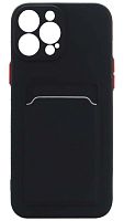 Силиконовый чехол для Apple iPhone 13 Pro Max с кардхолдером черный