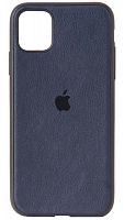 Силиконовый чехол для Apple iPhone 11 кожа с лого синий