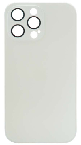 Силиконовый чехол для Apple iPhone 14 Pro Max матовое стекло с линзами белый
